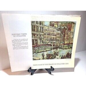 NOS Vintage 11 X 14 Syracuse History Lithograph Painting 1923 Downtown